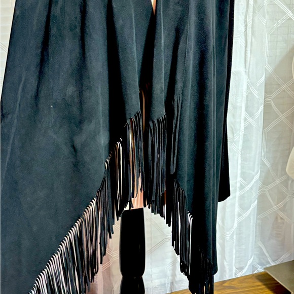 INC International Concepts Black women’s M Faux-mole skin fringe long sleeve - Picture 7 of 9